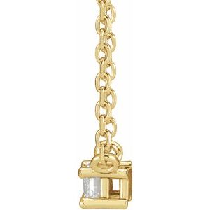 14K Yellow Gold Straight Baguette 4 X 2Mm Ghi Si2-Si3 1/8 Ct Natural Diamond 4-Prong Solitaire Necklace, Length: 18 In