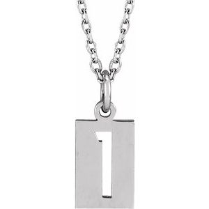 Sterling Silver Numeral 1 12.41 X 5.32 Mm 16-18 In Polished Pierced Numeral Dog Tag Necklace