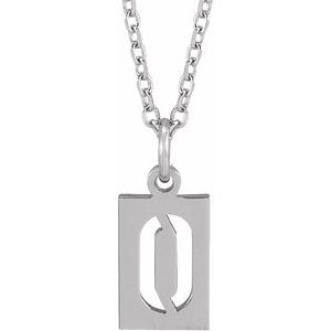 Sterling Silver Numeral 0 12.41 X 5.32 Mm 16-18 In Polished Pierced Numeral Dog Tag Necklace