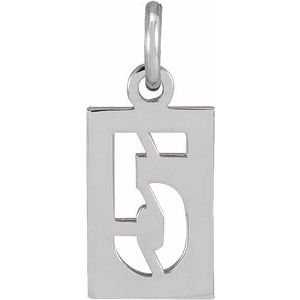 Sterling Silver Numeral 5 12.41 X 5.32 Mm Polished Pierced Numeral Dog Tag Pendant
