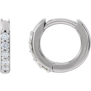 Sterling Silver Pair Round Shape 1.3Mm I1, Gh .08 Ctw Natural Diamond Hinged Hoop Earrings, Length: 10 Mm, Thickness: 1.6 Mm