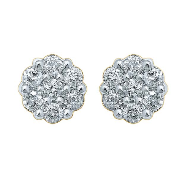 10K Yellow Gold 0.46-0.52 Cttw Diamond Flower Earring