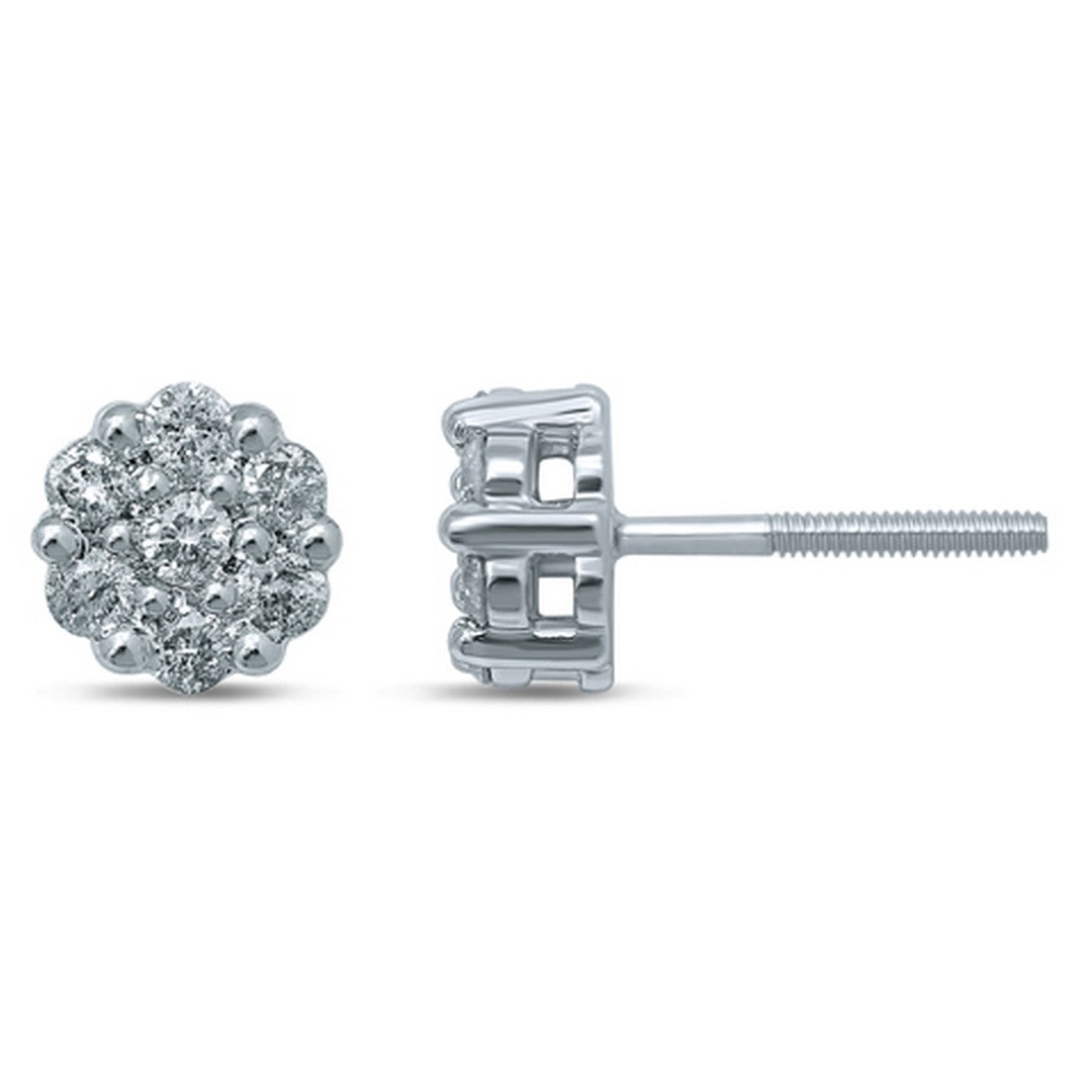 10K White Gold 0.22-0.28 Cttw Diamond Flower Earring