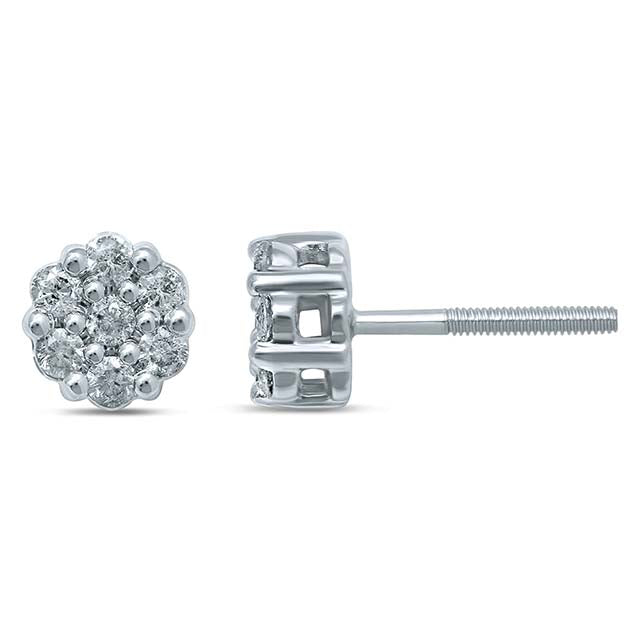 10K White Gold 0.32-0.36 Cttw Diamond Flower Earring