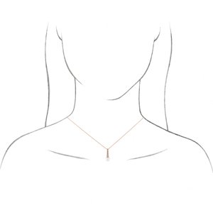 14K White Gold Pearl 6.5Mm G-H I1 Cultured White Akoya Pearl And 1/8 Ctw Natural Diamond Bar Necklace, Length: 18 In