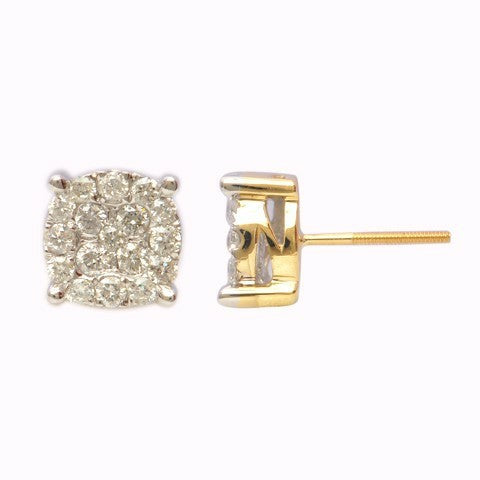 10K Yellow Gold 0.97-1.08 Cttw Diamond Super Flower Earrings