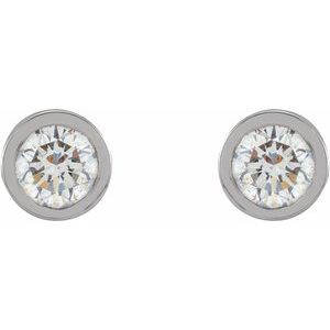 14K White Gold Round 2.25 Mm 1/10 Ctw Lab-Grown Diamond Micro Bezel-Set Earrings