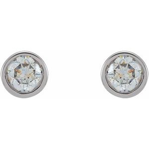 14K White Gold Round 2.5 Mm 1/8 Ctw Lab-Grown Diamond Micro Bezel-Set Earrings