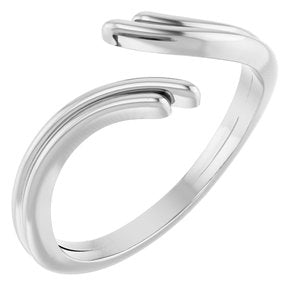 14K White Gold Polished Open Bypass Ring Size 7