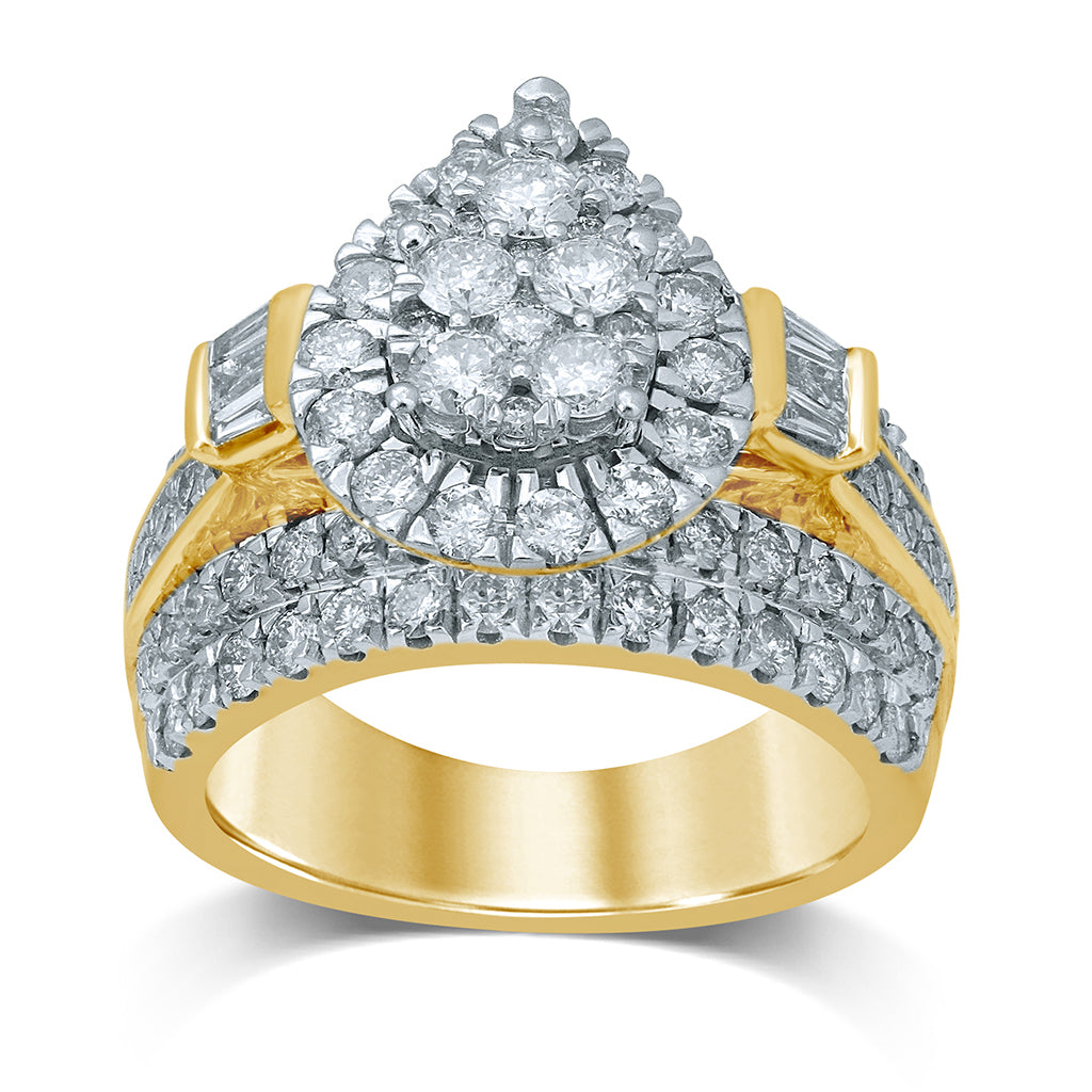 10K Yellow Gold 2.97-3.18 Cttw Diamond Ladies Ring