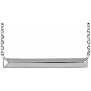 14K White Gold 26.22 X 4.39 Mm 18 In Polished Knife Edge Bar Necklace