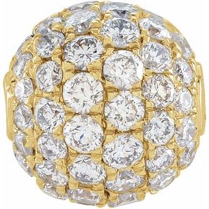 14K Yellow Gold 6 Mm Polished 3/8 Ctw Natural Diamond Pave Ball Pendant