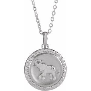 Sterling Silver 20.12 X 12.78 Mm 16-18 In Polished Round Elephant Necklace