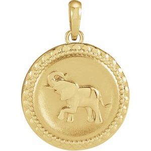 14K Yellow Gold 20.12 X 12.78 Mm Polished Round Elephant Pendant