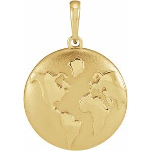 14K Yellow Gold 21.96 X 14.76 Mm Polished Domed Old World Globe Pendant