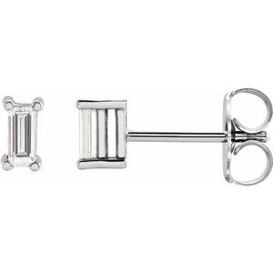 14K White Gold Straight Baguette 4.5 X 2 Mm 1/4 Ctw Lab-Grown Diamond 4-Prong Basket Earrings