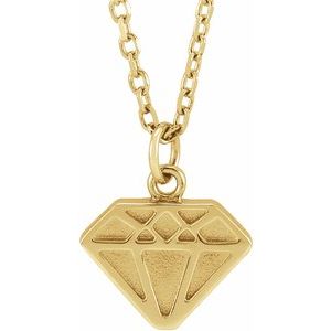 14K Yellow Gold  Tiny Diamond Symbol Necklace, Length: 18 In