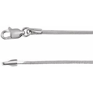 14K White Gold Square Snake Chain, Length: 18 In, Width: 1 Mm