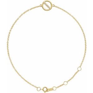 14K Yellow Gold Natural Diamond Round 1.2 Mm 11.43 X 7.94 Mm 6 1/2-7 1/2 In I1, G-H Polished .03 Ctw Natural Diamond Minimalist Circle Bracelet