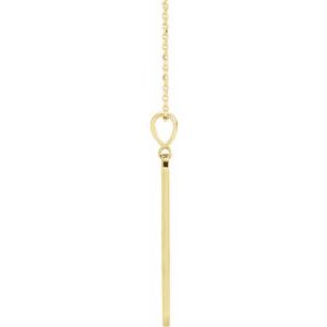 14K Yellow Gold Round 1Mm G-H I1 .01 Ctw Natural Diamond Moon Phases Bar Pendant, Length: 18 In