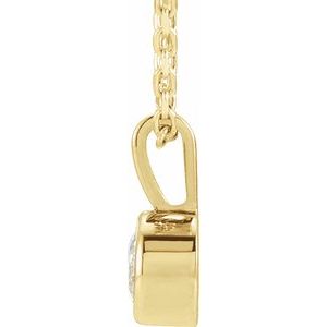 14K Yellow Gold Round 4Mm G-H I1 1/4 Ct Natural Diamond Solitaire Bezel-Set Necklace, Length: 18 In