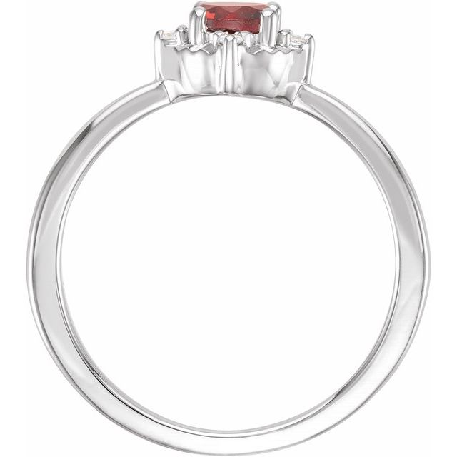 14K Yellow Gold Or Sterling Silver Round  4.5 Mm I2, H+ Polished Natural Gemstone And .04 Ctw Natural Diamond Ring