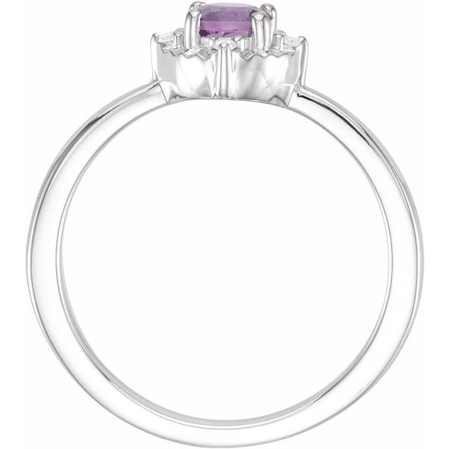 14K Yellow Gold Or Sterling Silver Round  4.5 Mm I2, H+ Polished Natural Gemstone And .04 Ctw Natural Diamond Ring