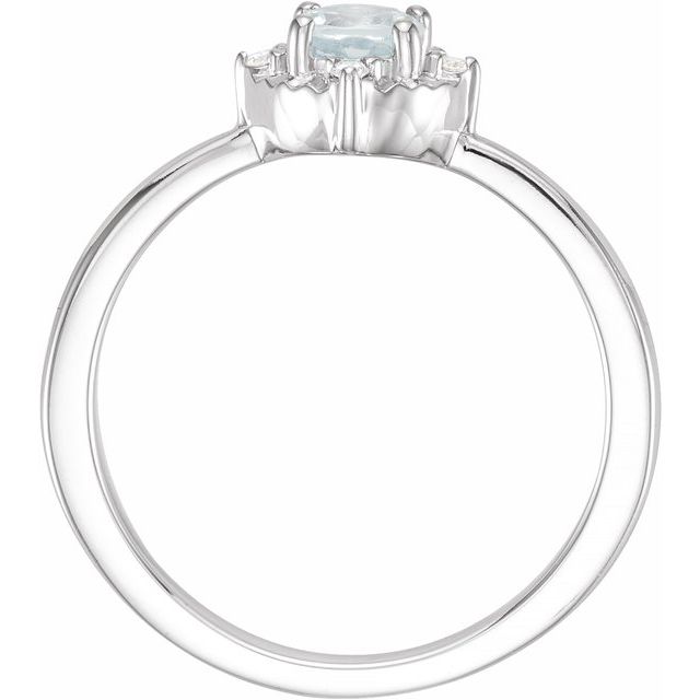 14K Yellow Gold Or Sterling Silver Round  4.5 Mm I2, H+ Polished Natural Gemstone And .04 Ctw Natural Diamond Ring