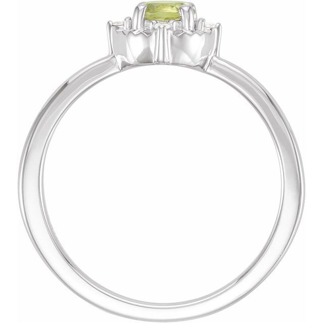 14K Yellow Gold Or Sterling Silver Round  4.5 Mm I2, H+ Polished Natural Gemstone And .04 Ctw Natural Diamond Ring