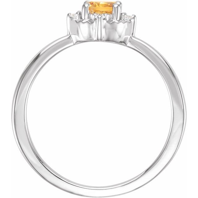 14K Yellow Gold Or Sterling Silver Round  4.5 Mm I2, H+ Polished Natural Gemstone And .04 Ctw Natural Diamond Ring