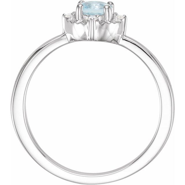 14K Yellow Gold Or Sterling Silver Round  4.5 Mm I2, H+ Polished Natural Gemstone And .04 Ctw Natural Diamond Ring