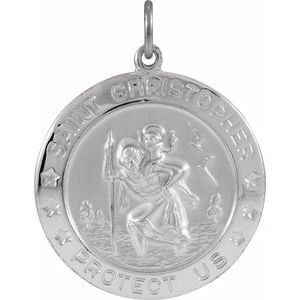 Sterling Silver 25 Mm Polished St. Christopher Medal