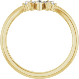14K Yellow Gold Lab-Grown Diamond Marquise 4 X 2 Mm Lab-Grown Diamond Polished 1/6 Ctw Lab Grown Diamond Accented Contour Band Size 7