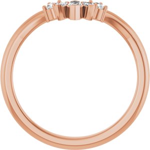14K Rose Gold Lab-Grown Diamond Marquise 4 X 2 Mm Lab-Grown Diamond Polished 1/6 Ctw Lab Grown Diamond Accented Contour Band Size 7