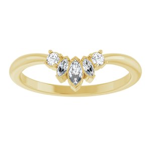 14K Yellow Gold Lab-Grown Diamond Marquise 4 X 2 Mm Lab-Grown Diamond Polished 1/6 Ctw Lab Grown Diamond Accented Contour Band Size 7