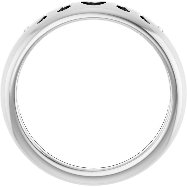 14K White Or Yellow Gold Or Sterling Silver Round 1.2 Mm Polished .015 Ctw Natural Diamond Moon Phase Ring, Size 7