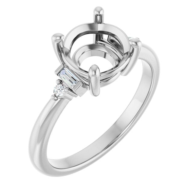 14K Yellow Or White Gold Round Polished Lab-Grown Diamond Semi-Set Engagement Ring