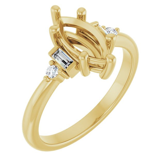 14K Yellow Or White Gold Marquise Polished Lab-Grown Diamond Semi-Set Engagement Ring