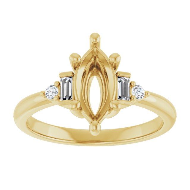 14K Yellow Or White Gold Marquise Polished Lab-Grown Diamond Semi-Set Engagement Ring