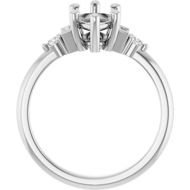 14K Yellow Or White Gold Marquise Polished Lab-Grown Diamond Semi-Set Engagement Ring