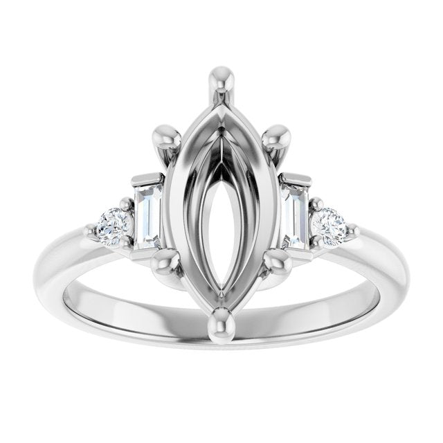 14K Yellow Or White Gold Marquise Polished Lab-Grown Diamond Semi-Set Engagement Ring