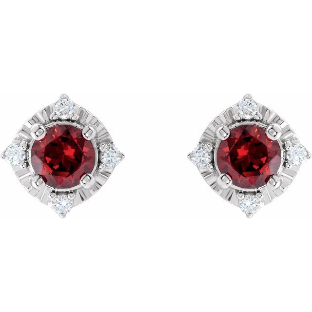 14K Yellow Or White Gold Or Sterling Silver 4.5 Mm Round Friction Polished .08 Ctw Natural Diamond Halo-Style Earrings