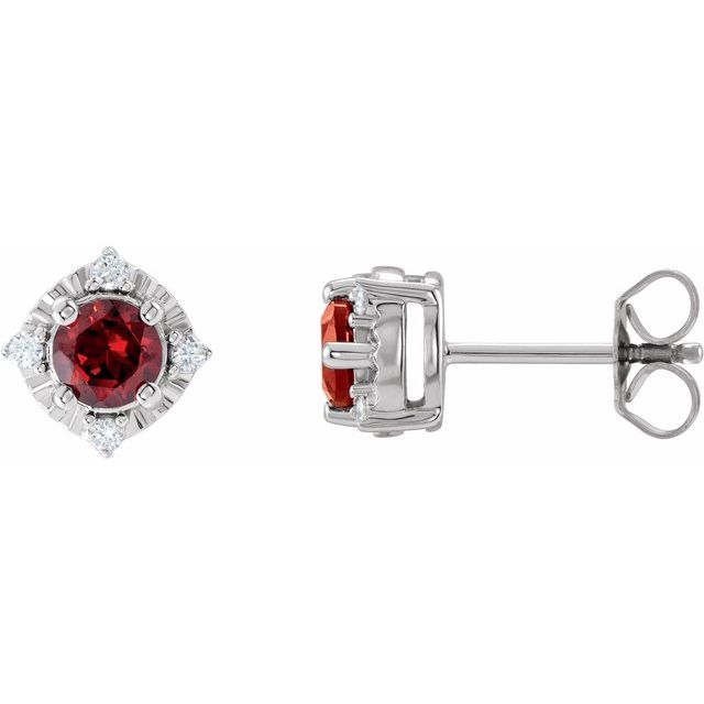 14K Yellow Or White Gold Or Sterling Silver 4.5 Mm Round Friction Polished .08 Ctw Natural Diamond Halo-Style Earrings