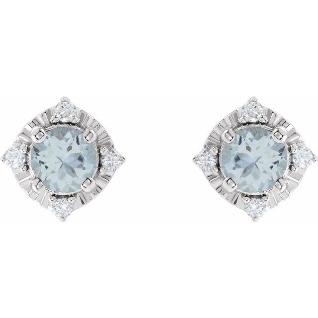 14K Yellow Or White Gold Or Sterling Silver 4.5 Mm Round Friction Polished .08 Ctw Natural Diamond Halo-Style Earrings