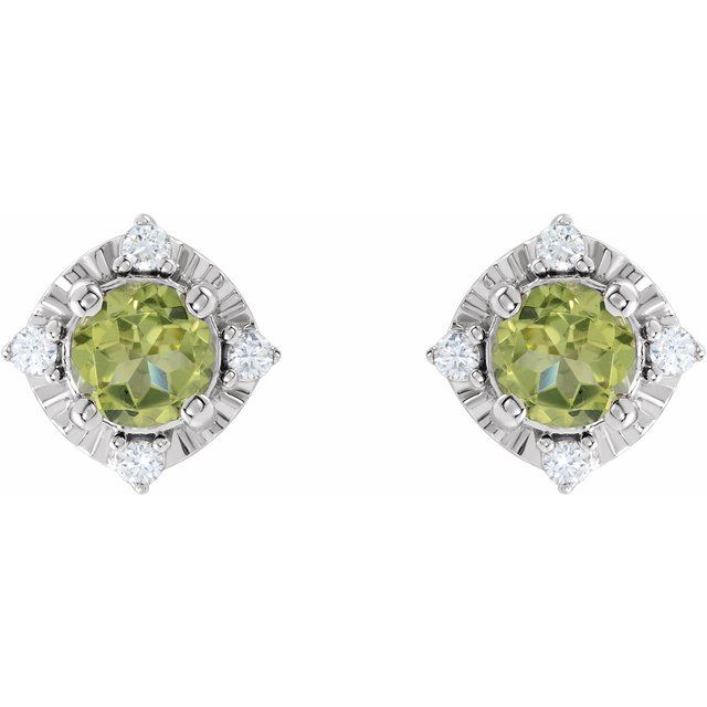14K Yellow Or White Gold Or Sterling Silver 4.5 Mm Round Friction Polished .08 Ctw Natural Diamond Halo-Style Earrings