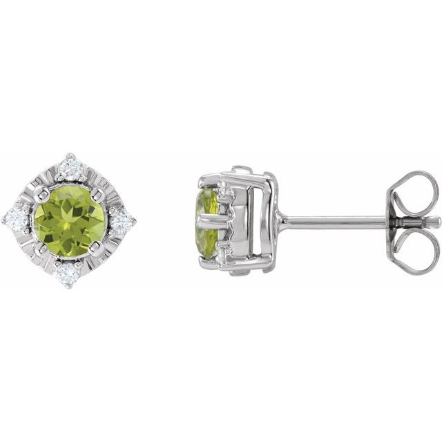 14K Yellow Or White Gold Or Sterling Silver 4.5 Mm Round Friction Polished .08 Ctw Natural Diamond Halo-Style Earrings