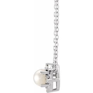 14K Yellow Or White Or Rose Gold Or Sterling Silver 4.5 Mm Polished .04 CTW I2, H+ Natural Diamond Halo-Style 18" Necklace