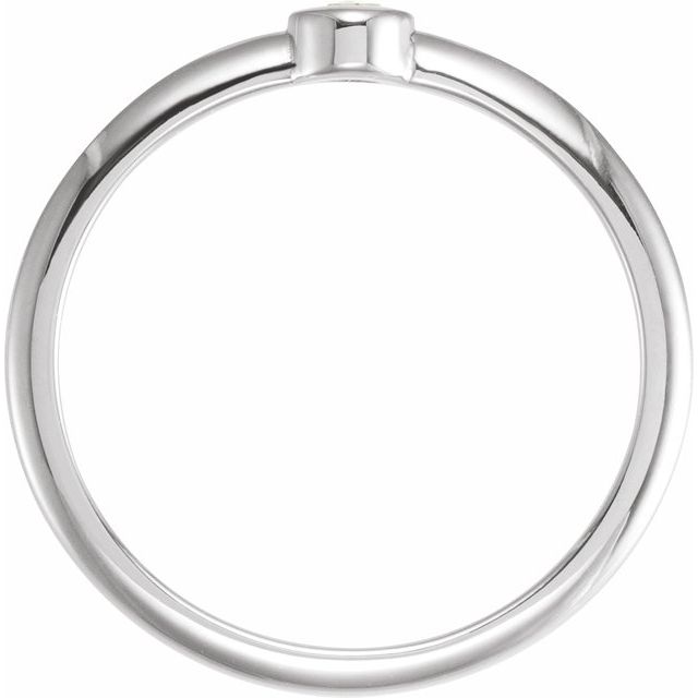 14K White Gold Round 5 Mm Polished 3/8 Ct Natural Diamond Solitaire Rose-Cut Stackable Ring, Size 7