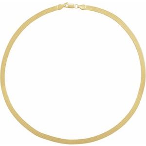 14K Yellow Or White Gold 4.6 mm Lobster Clasp Flexible Herringbone Chain