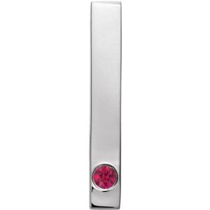 Sterling Silver Round 2.5 Mm Natural Ruby Engravable Family Bar Pendant